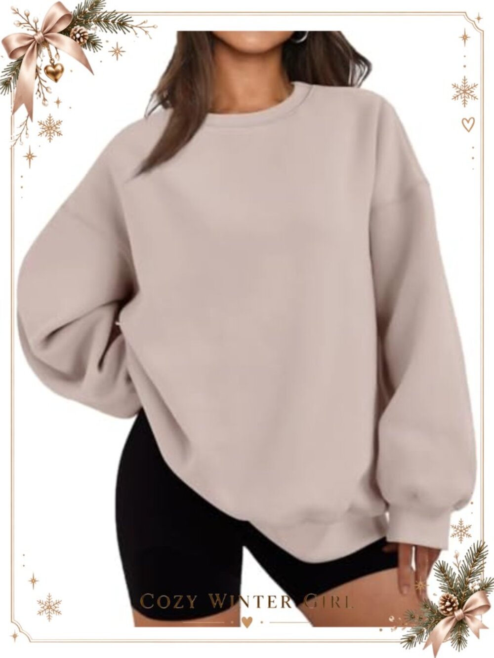 Oversized Crewneck Sweatshirt Cotton Polyester Relaxed Fit Pullover